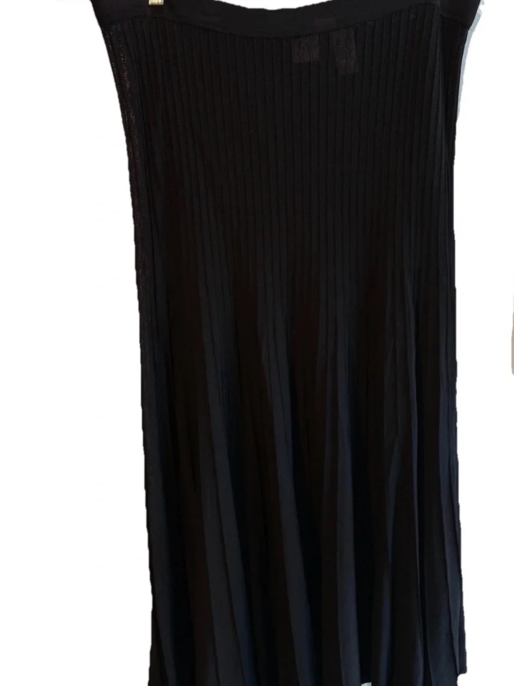 Emma James Black Pleated Midi Skirt Elastic Waist SZ Large Vintage Classic